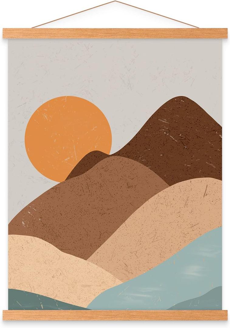 20x30 20x28 Poster Frame, Magnetic Light Wood Frame Hanger for Photo Picutre Canvas Artwork Art Print Wall Hanging (1 Pack, 20") (Brown)