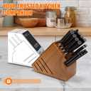 Teak Wood Knife Block Holder without Knives, 20 Slot Large Universal Wooden Knife Block Organizer with Wide Slots and Secure Stand, Countertop Butcher Block for Kitchen Storage