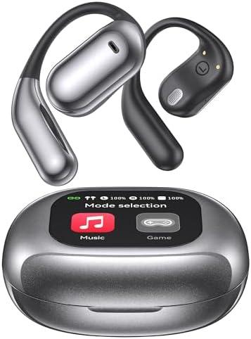 EUQQ Ultra Open Ear Headphones - Wireless Bone Conduction Earbuds, Bluetooth 5.4 Connection, IPX Waterproof Design, Wraparound Hooks for Sports and Outdoor Running, Charcoal, Grey