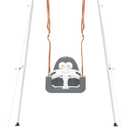 3-in-1 Toddler Swing Set, Baby Swing with Safety Belt, Indoor/Outdoor, Easy to Assemble Kids Swing Seat with Sturdy Metal Stand for Playground, Backyard and Nursery, Gray White