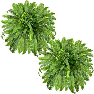 Fake Ferns, Artificial Ferns for Outdoors large, 2 Packs 45in Faux Fern Greenery with Eucalyptus Plants Suitable for Planters Porch Garden Indoor Hall Home Decor, UV Resistant Hanging or Potted