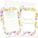 Wedding Shower Invitations, Floral Bridal Shower Party Invites With Envelopes For Couple, Engagement Banquet Party Celebration Decorations Supplies, 25 Pack -A04