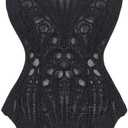 ZXUZKEA Lace Corset Tops for Women Textured Sheer Floral Bustier Cincher Lace-up corset top Cute Party Strap Tank, Size: M