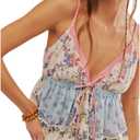 Women Sexy Tank Top Y2k Mesh Lace Halter Strap Backless Sleeveless Sexy Low Neck Crop Cami Slim Going Out Camisole, Large