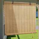 Bamboo Roller Shades Roman Shades for Window: Bamboo Blinds for Interior Windows and Outdoor Patio,Roll Up Blinds for Indoor Porch Light Filtering Sunshade,Easy to Install 38" W X 72" H