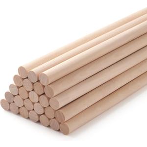 Wood Dowels Wooden Dowel Rods for Crafts, 20PCS 1/2 x 24 Round Macrame Wooden Sticks for Crafting, Unfinished Hardwood Sticks for Arts and DIYers, Tiered Cake Support and Wedding Ribbon Wands