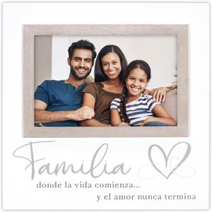 Malden International Designs 4x6 Familia Family Spanish Expressions Rustic Whitewash Picture Frame