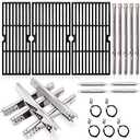 Adviace Grill Replacement Parts for Charbroil Performance 463347519, 463347518, 463373019, G470-0002-W1, G470-0003-W1, 18'' Cast Iron Grill Grates, Heat Plates, Burners, Crossover Tubes, Ignitors