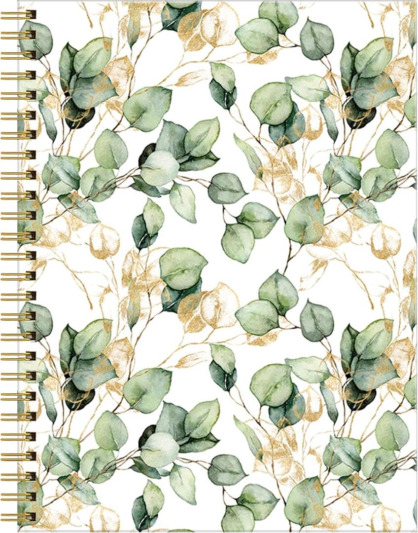 Spiral Journal Notebook for Women,A5 College Ruled Notebooks 6"x 8.4",Gold Eucalyptus Branches 120 Pages Lined Journal with Premium Thick Paper,Perfect for School Office Home Gifts(Watercolor Tropical