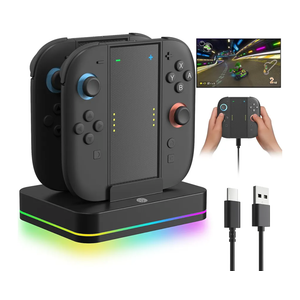 Anpress Switch 2 JoyCons Charging Dock 4-in-1 Switch 2 Controller Charger Station for Switch2 with RGB Light, Simultaneously Charge 4 Joycons ＆ Play While Charging, NS2 Joycons Accessories Gift