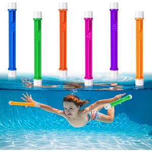 Sotiff 6 Pcs Underwater Pool Diving Toys Dive Sticks Plastic Swimming Toys for Summer Teens Adults Learning to Swim Game, 6 Colors