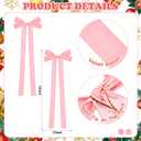 12 Pcs Pink Velvet Christmas Bows 10 x 24inch Extra Large Christmas Bow with Extra Long Tail Neutral Holiday Decor Velvet Ribbon Bows for Xmas Garland Fireplace Stairs Mirror Door