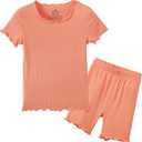 Zanie Kids Toddler Summer Pajamas Set 2 Piece Short Sleeve PJs Cooling Sleepwear (Brown)