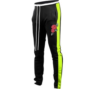 SCREENSHOT-Track Pants Fashion Mens Premium Urban Fashion Streetwear Bottoms - Straight Fit (Large, P11853-black/Neon)