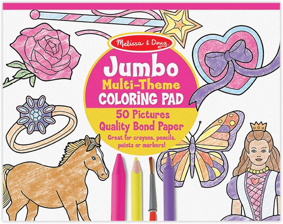 Melissa & Doug Jumbo 50-Page Kids' Coloring Pad Activity Book - Princess and Fairy