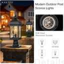 Dusk to Dawn Outdoor Post Lights Black Finish Lamp Posts Outdoor Lighting with Water Ripple Hand‑soldered Glass 21 Inch Height Large Pole Lights Outdoor for Walkway Porches or Garden, 21.2 Inch