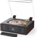 CD Player with Built-in Speakers Bluetooth Retro Portable CD Players for Home Music Player with Remote Control Headphone Jack Walnut Brown