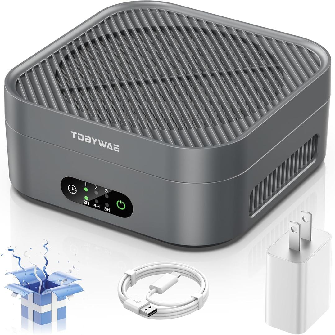 Air Purifiers for Home 600 Sq.Ft, TDBYWAE H13 True HEPA Air Purifier with USB Cable for Pets Dust Dander Pollen Odor Smoke, Small Portable Air Purifier for Bedroom Office Desktop Car RV (Grey) (Neutral Gray)