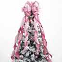 MEEDEE Pink Glitter Christmas Tree Topper - 12" Wide Velvet Bow for Christmas Tree (1 Pack)