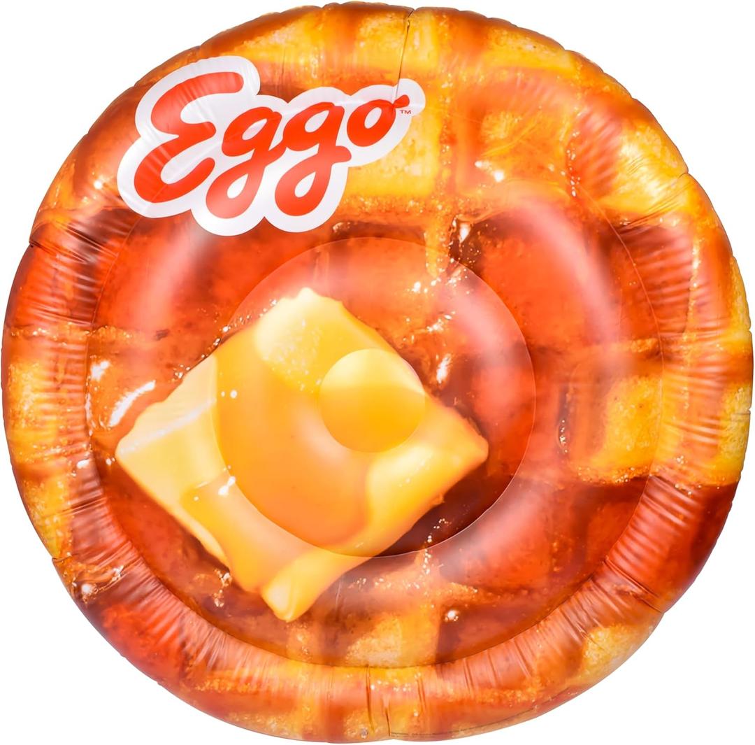 Giant Eggo Waffle 5 Feet Large Round Inflatable Pool Float, Raft, Beach & Lake, Tanning Lounger, Durable Vinyl
