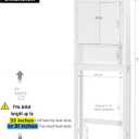 UTEX Over The Toilet Storage Cabinet, Over Toilet Bathroom Organizer with Adjustable Shelves, Above Toilet Storage Cabinet Space Saver, White, 8"D x 26"W x 65"H