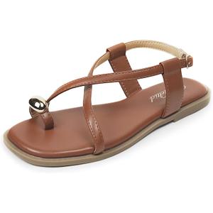 Women's Cross Strappy Flat Sandals Ring Buckle Ankle Boho Wedding Dressy Sandals