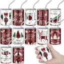 Roshtia 12 Pcs Christmas Mini Tumbler Shot Glass with Straw and Lid 3 oz Christmas Stainless Steel Insulated Tumblers Double Wall Vacuum Insulated Cups for Xmas Wedding Bar Coffee Cocktail Hot Cocoa