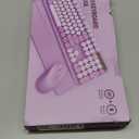Wireless Keyboard and Mouse ComboRound Keycaps, FullSize Retro Typewriter Keyboard with Detachable Wrist Rest, Sleep Mode & Tilt Legs, 2.4GHz Cordless Connection for Mac/Windows/PC (Lavender Purple)