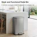 EKO Madison Matte Stainless 50 Liter/13.2 Gallon Step Trash Can w/Inner Liner - Fingerprint Resistant Finish