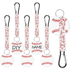 Eyourlife 6PCs Ball Braided Lanyard Keychain, Ball Keychain with Hook and DIY Card, Backpack Charms Team Gifts for Sport Fan