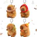 4PC Capybara Plush Keychain, Cute Small Capybara Mini Stuffed Animal. Valentines Day Gifts for Kids Birthday Party Favors Decorations.