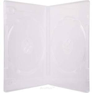 10 Super Clear Double 2-Disc DVD Cases in 14mm Standard Thickness with Clear Wraparound Sleeve (10-Pack)