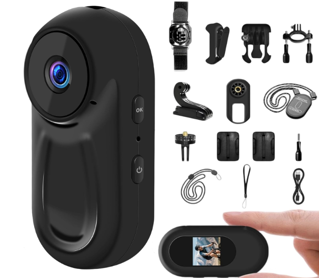 1080P Sports Action Camera, Mini Body Camera with Audio and Video Recording, Wearable Action Body Cam, Portable Recorder with Magnetic Back Clip, Camcorder for Traveling, Pet, Vlogging, Cycling