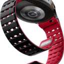 Bandletic Magnetic Silicone Band Compatible with Samsung Galaxy Watch 7 6 5 4 FE 40mm 44mm/for Galaxy Watch 6 4 Classic 43mm 47mm 42mm 46mm/Watch 5 Pro 45mm, 20mm No Gap Sport Strap for Men Women (Black/Red)