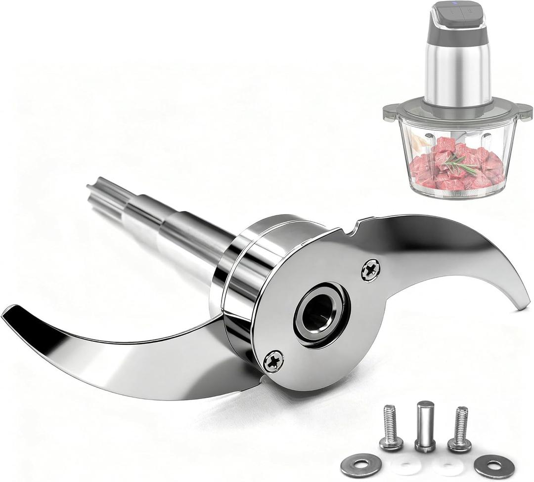 Full Stainless Steel Chopping Blade, Plastic-Free & Self-Adjustable Height Food Processor Blade Compatible with Ganiza, BUMET, SPZTJK, Homeasy & More 8 Cup/2L Bowls, Safer Baby Food Making