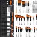 Nicpro 40 PCS Paint Brush Set, Professional Acrylic Paint Brushes with Palette Knife and Canvas Roll, Suitable for Acrylic Painting, Oil, Watercolor, Gouache, Art Supplies Painter Gifts for Artist (White)