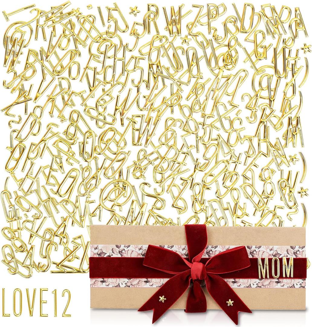 344pcs Gold 3D Letter Stickers - 1 Inch Puffy Alphabet & Numbers Stickers, Waterproof, Adhesive, Letter Sticker Pack for Deco Gift, Card Making, Scrapbook Supplies, Graduation Cap (6 Sheets)