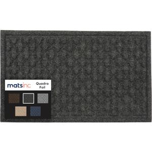 MATSINC Artisan Entry Front Door Mat - Rubber Back Indoor or Outdoor Entry Rug with Quadra Foil Design, Water Absorbing Rug, Made in The USA, 18" x 30", Graphite