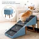 17" H Dog Steps for Small Dogs, Ramp Stairs for Sofa(Mist Blue)