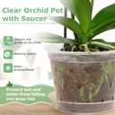 Orchid Pot, 8 Pack 5 Inch Orchid Pots with Holes and Saucers, Clear Plastic Flower Plant Pot for Indoor Outdoor Plants, Slotted Orchids Planter(5Inch)