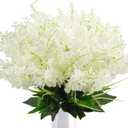 Uieke 6Pcs Artificial Fake Silk Wisteria Flowers, 13.7'' Faux Hyacinth Flowers for Home Garden Outdoor Cemetery Grave Fences Spring Summer Decor Floral Arrangements, White