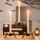 Mumufy 3 Pack Black Spider Taper Metal Candle Holders Halloween Candlestick Holders Spider Candle Stick Holder Fits 3/4 Inch Candles for Halloween Dining Table Home Spooky Party Decor