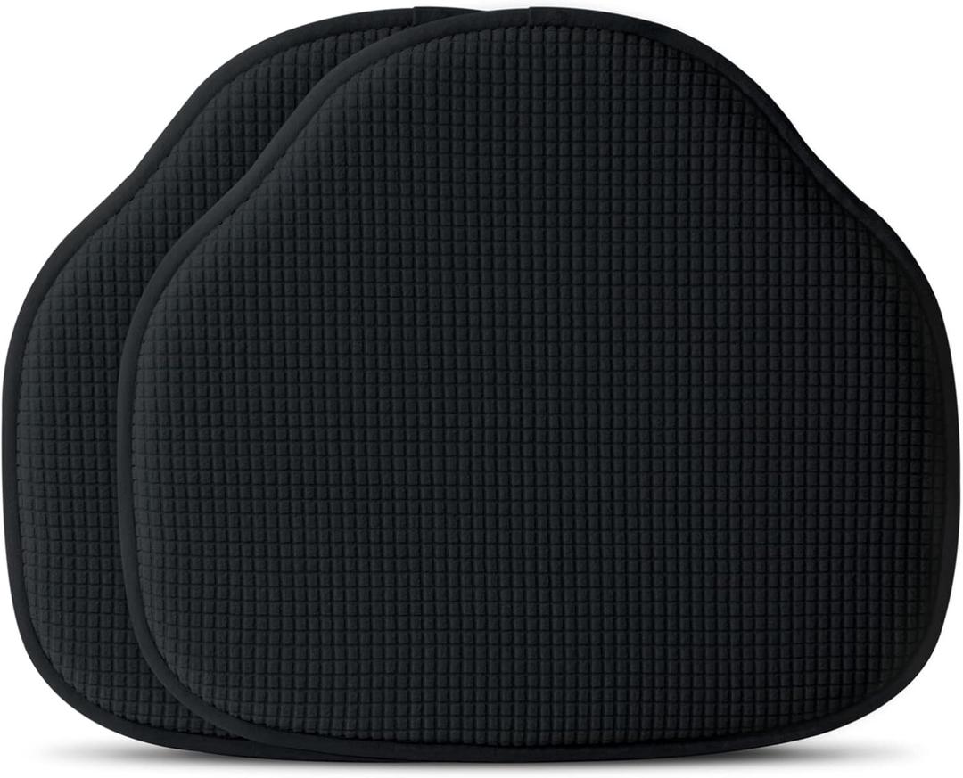 Shinnwa Windsor Chair Cushions 2 Pack, Non Slip Chair Pads for Dining Room, Farmhouse Kitchen Seat Cushion, Set of 2, 17 x 15.5 inches, Black