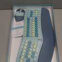 Wireless Keyboard and Mouse Set, Retro Typewriter Keyboard, 2.4GHz Full Size 104-Key Cute Keyboard with Number Pad, Colorful Keyboard with Round Keycaps for Windows PC Laptop(Colorful Blue)