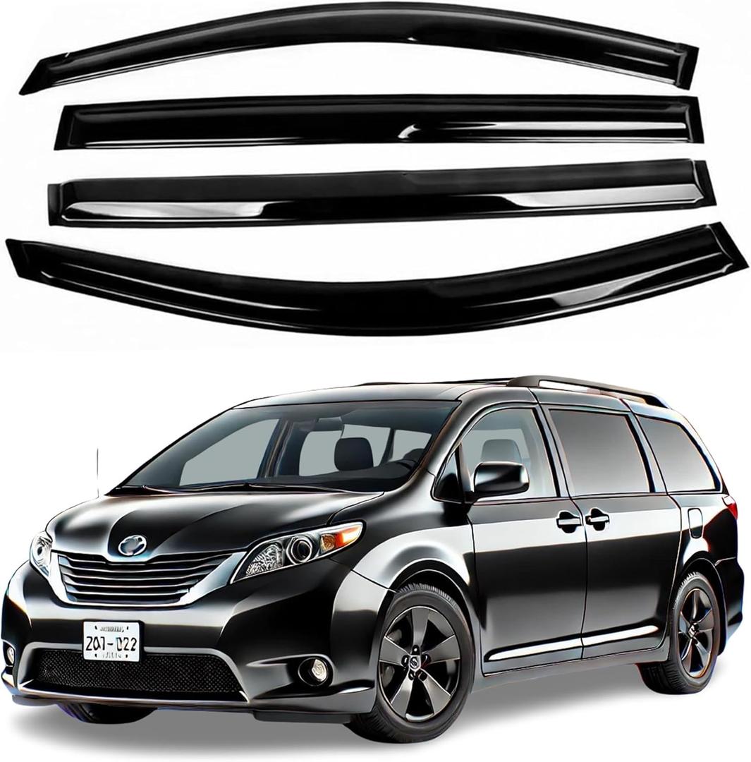 Fits for Toyota Sienna 2011-2019 Acrylic Safe Smoke Window Visor Set - Sun, Rain, and Vent Protection, 4-Pieces Window Deflector Guard Kit