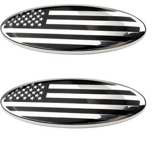 2 Pack Compatible for 2004-2014 F150 Front Grille Rear Tailgate Emblem, 9" Black Oval American Flag Emblem Fits 11-14 Edge, 11-16 Explorer, 06-11 Ranger, 07-14 Expedition