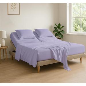 Cottingon 4 Piece Flex Head King Sheet Set, Top 34 Inch Split Sheets for Sleep Number Adjustable Beds, Soft Breathable 100% Egyptian Cotton, Fits Upto 16" Deep Mattress 78"X80"+ 34", Lavender