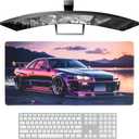 JDM Car R34 Large Mouse Pad Japanese Car Purple Sea Cool Desk Mat Computer Accessories Gaming Office Organizers Supplies Decor Essentials Keyboard Pads for Desk Rubber 30x60cm