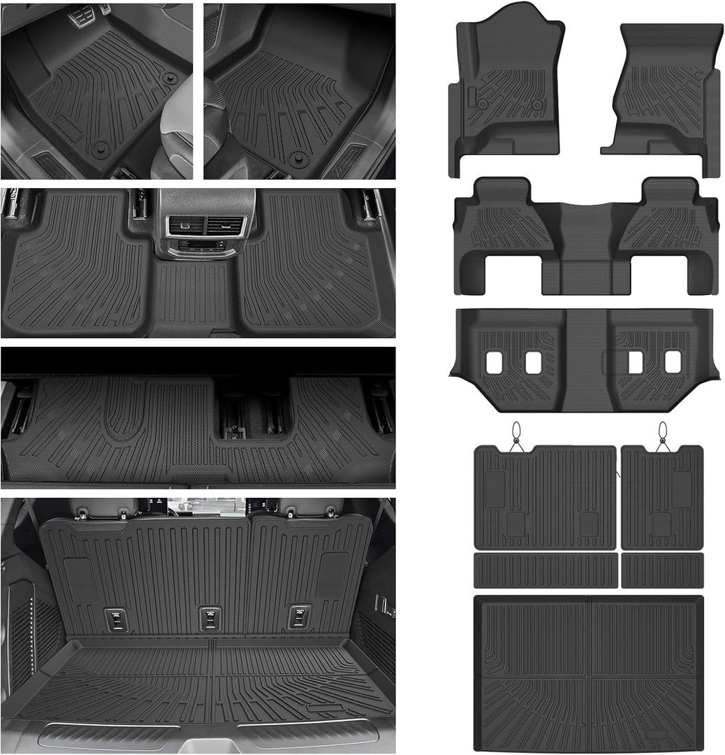 Floor Mats for 2015-2020 Chevy/Chevrolet Suburban & GMC Yukon XL 8 Seats, All Weather Cargo Liner for Suburban Accessories, Heavy Duty TPE Cargo Mats, Car Accessories