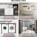 Bath Mat, Bathroom Mat Rugs Super Absorbent Shower Mats Non Slip Quick Dry Thin Rubber Mats for Bathroom Floor Fit Under Door, Shower Rug for Bathtub, Shower, Beige (2'3" x 1'5" (Rectangular), Rectangle Pink-grey)